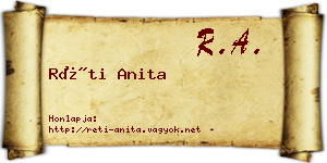 Réti Anita névjegykártya