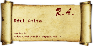 Réti Anita névjegykártya